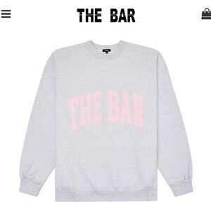 The Bar Light Gray and pink varsity large Crewneck Sweater